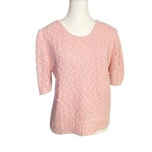 Crystal Sportswear Vintage Pink Slubby Yarn Textured Knit Top